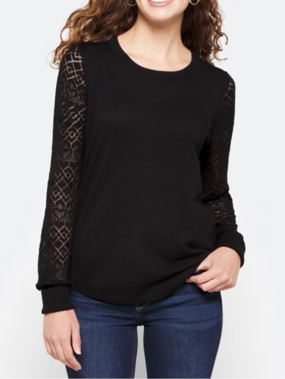 Lety & Me Vittoria Pointelle Sleeve Sweater Large